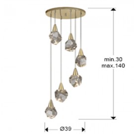 Schuller, Lampara Aquaria 6 Luces oro mate 157261