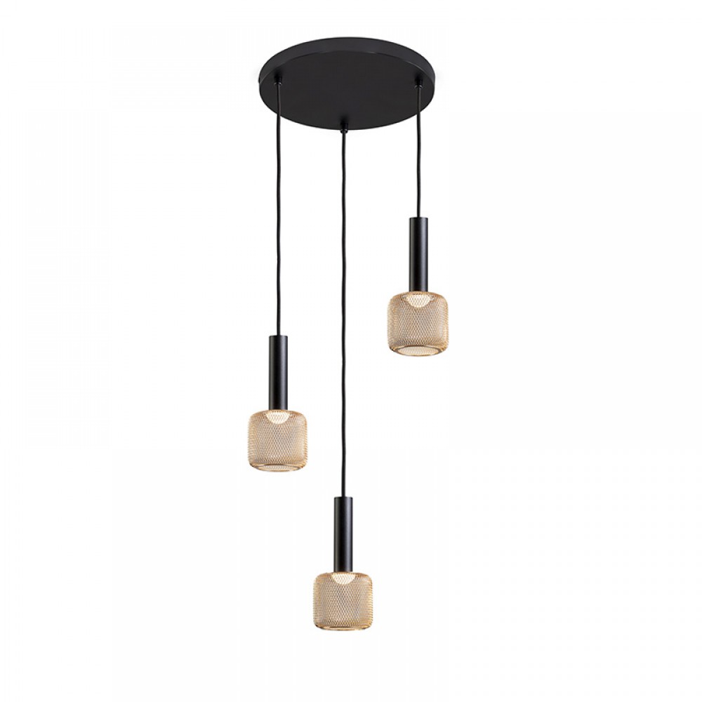 Schuller, Lampara 3L Sincro Negro-Oro 175470