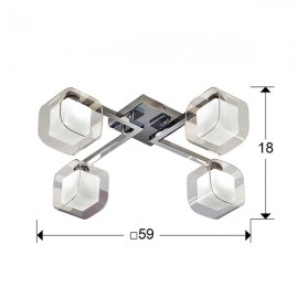 Schuller, Plafon Led Cube Cromo Cuatro Dobles Tulipas 4 G9 6W 183320
