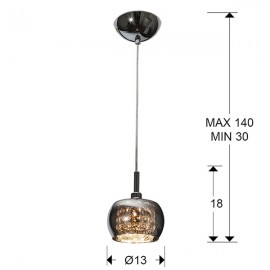 Schuller, Lampara Led Arian Acero Brillo Cristal 1L 193273