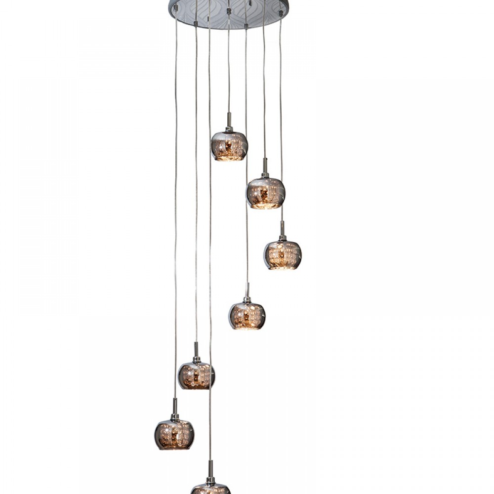 Schuller, Lampara Led Arian Acero Brillo Cristal 7L 193453