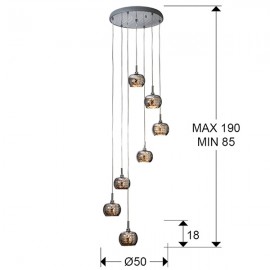 Schuller, Lampara Led Arian Acero Brillo Cristal 7L 193453