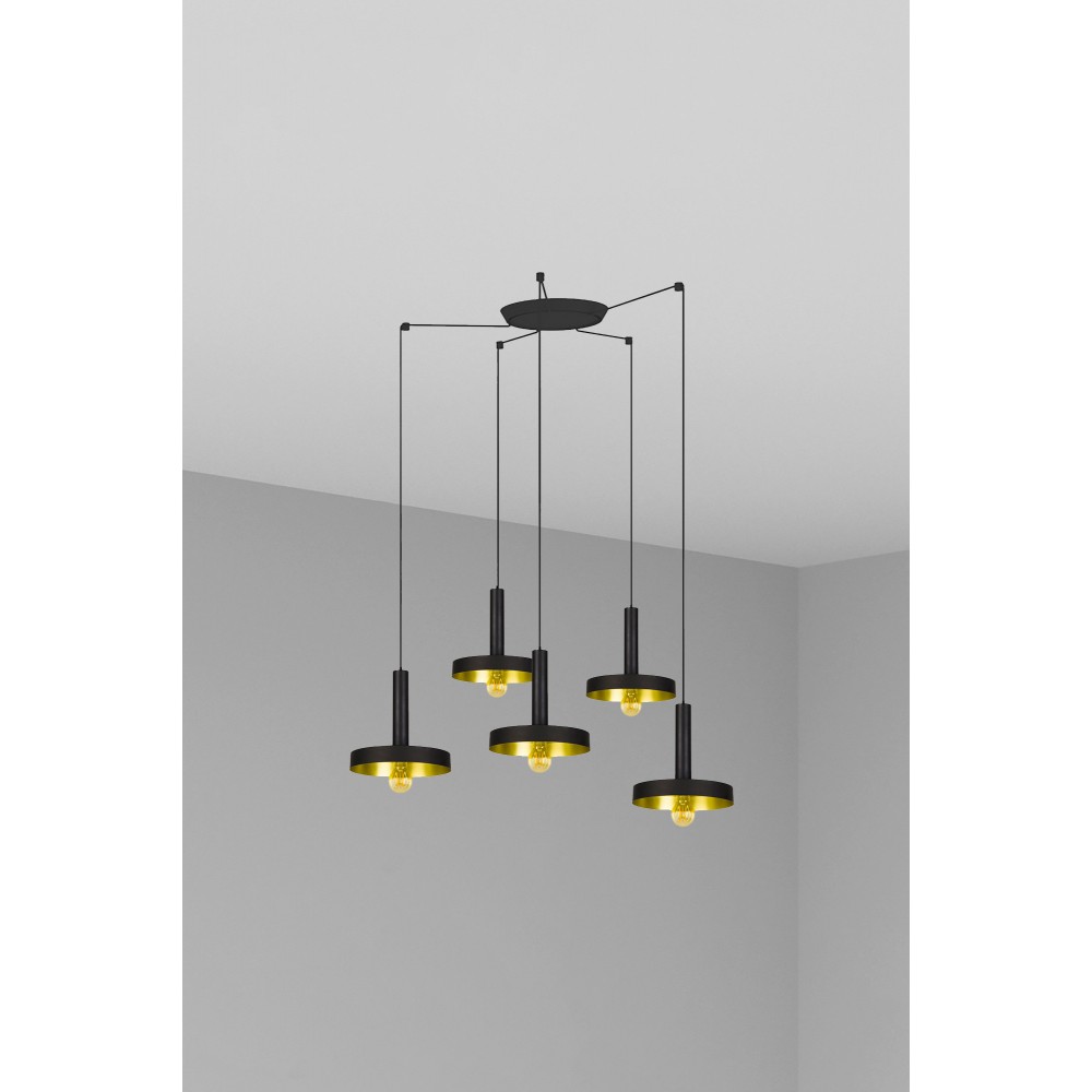 Faro, Faro Whizz Colgante Negro-Oro Satinado E27 60W 5L 20160-5L