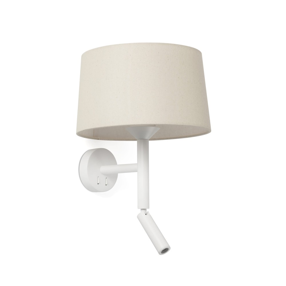 Faro, Faro Windsor Aplique Con Lector Blanca-Lino 20224-150