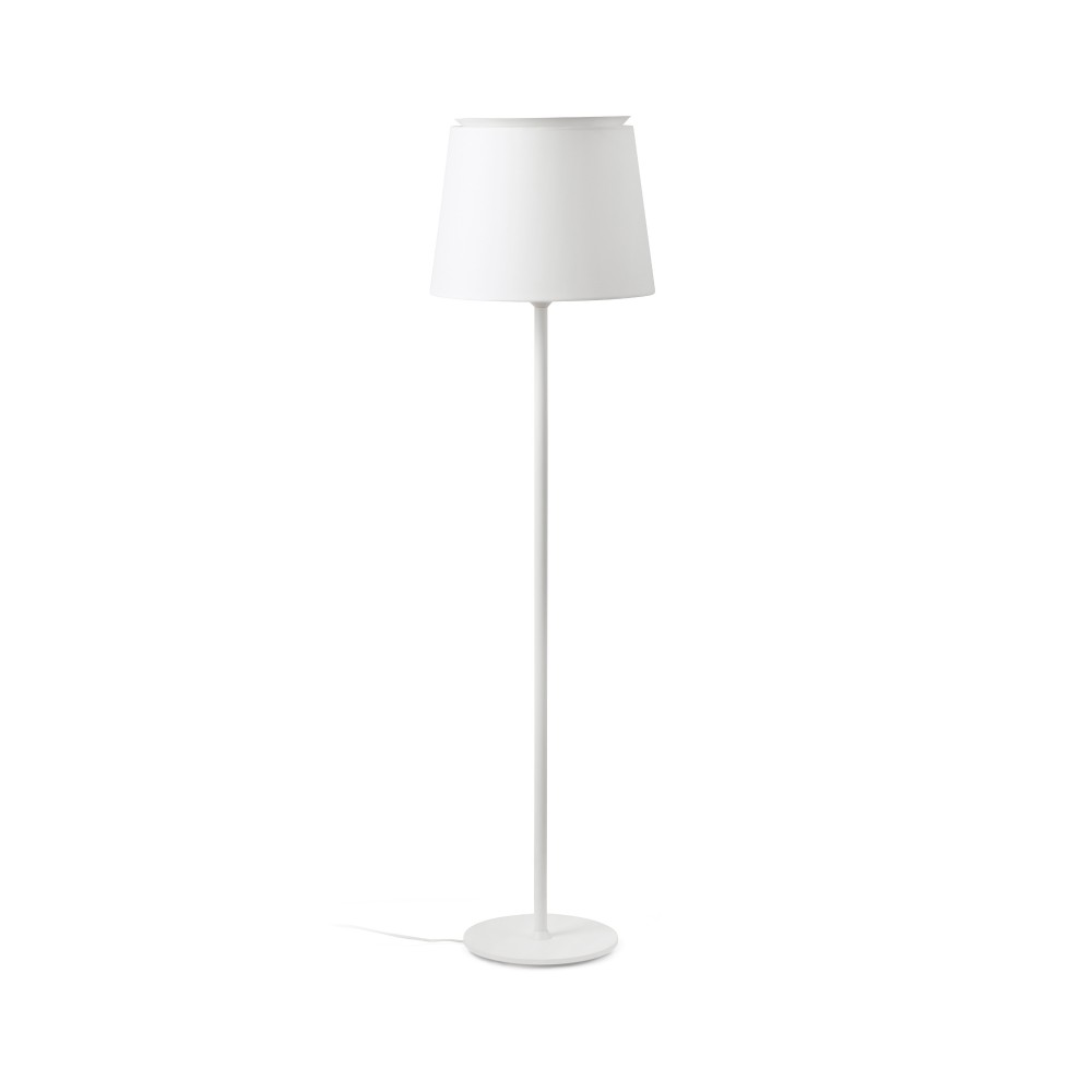 Faro, Faro Savoy Pie De Salon Blanco Pantalla Blanca 20306-85