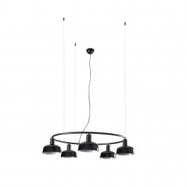 Faro Tatawin Colgante Circular Pantalla S Negra 5xe27
