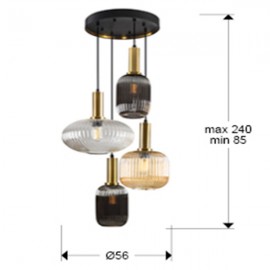 Schuller, Lampara Norma 4 Luces Negro-Laton 225168