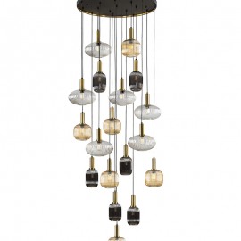Lampara Norma 18 Luces Negro-Laton 225892