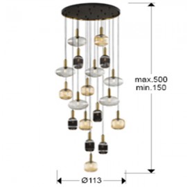 Schuller, Lampara Norma 18 Luces Negro-Laton Dimable 225892D