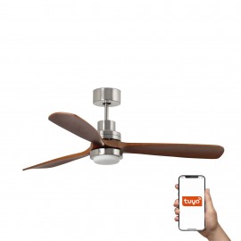 Faro Ventilador Lantau Xl Led Ventilador Niquel Mate-Nogal Tuya 33463Dcwt