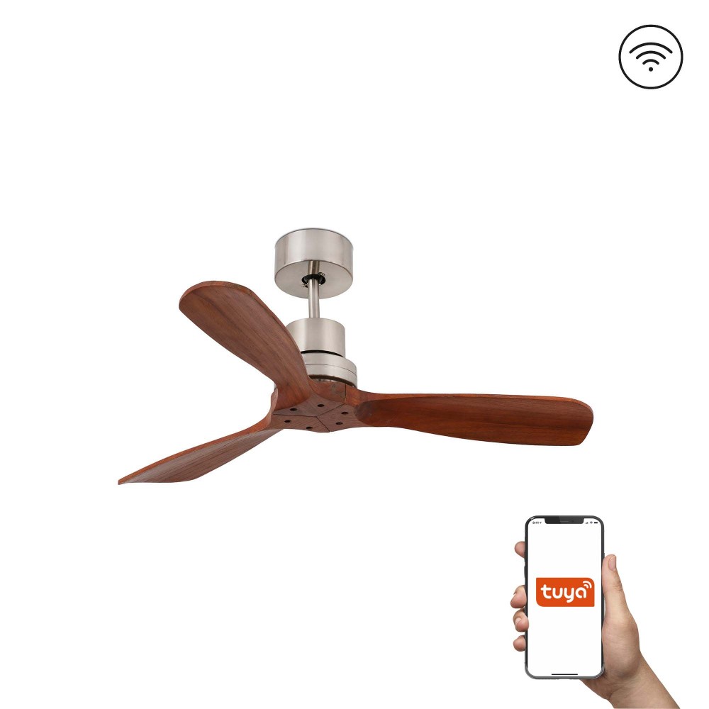 Faro, Faro Ventilador Mini Lantau S Ventilador Niquel Mate-Nogal Tuya 33508Dcwt