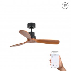 Faro Ventilador Mini Lantau S Ventilador Negro Mate-Nogal Wiz 33517Dcww