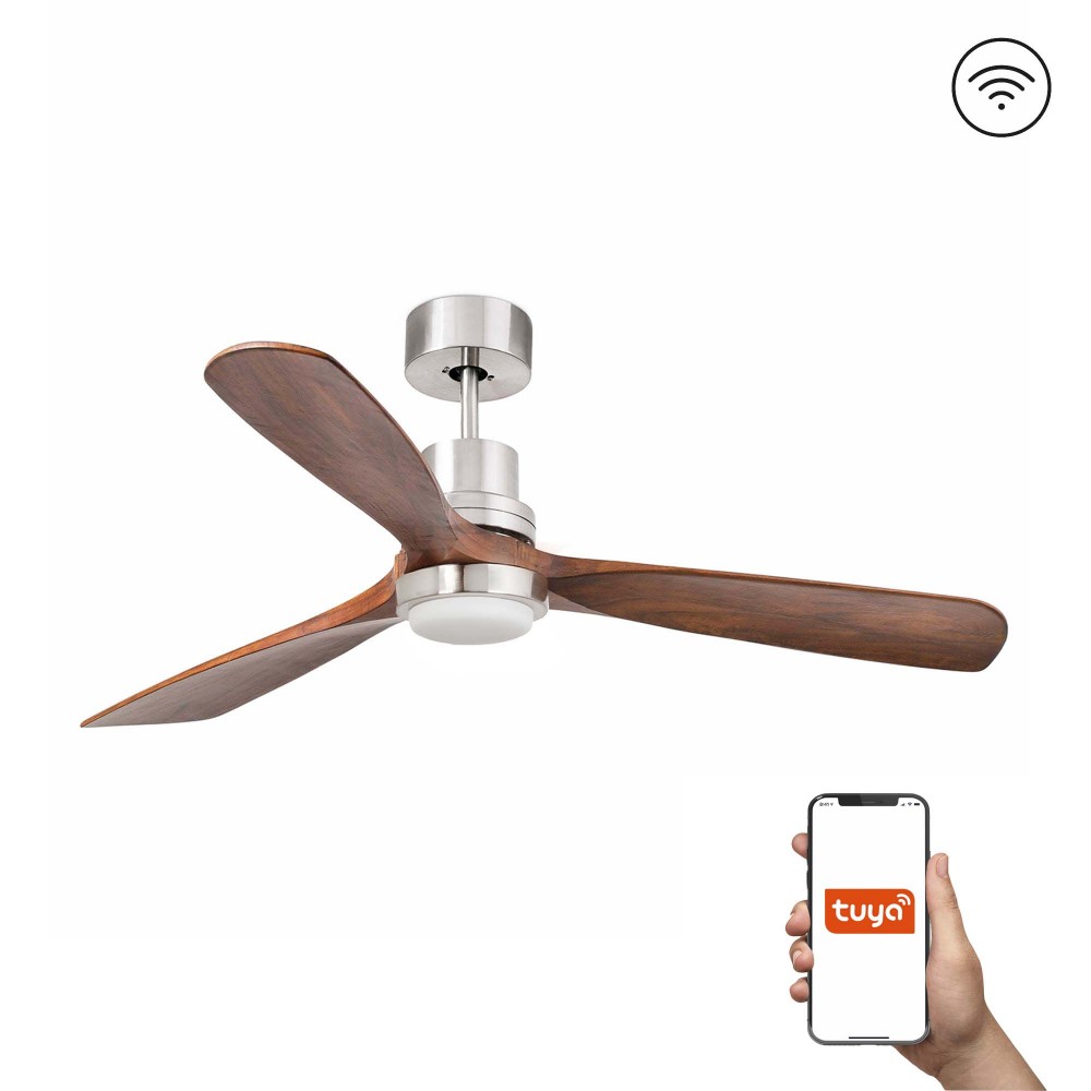 Faro, Faro Ventilador Lantau L Led Ventilador Niquel Mate-Nogal Tuya 33518Dcwt