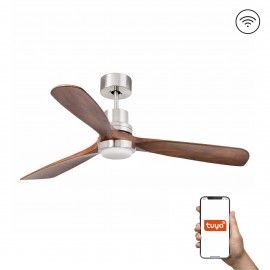 Faro Ventilador Lantau L Led Ventilador Niquel Mate-Nogal Tuya 33518Dcwt