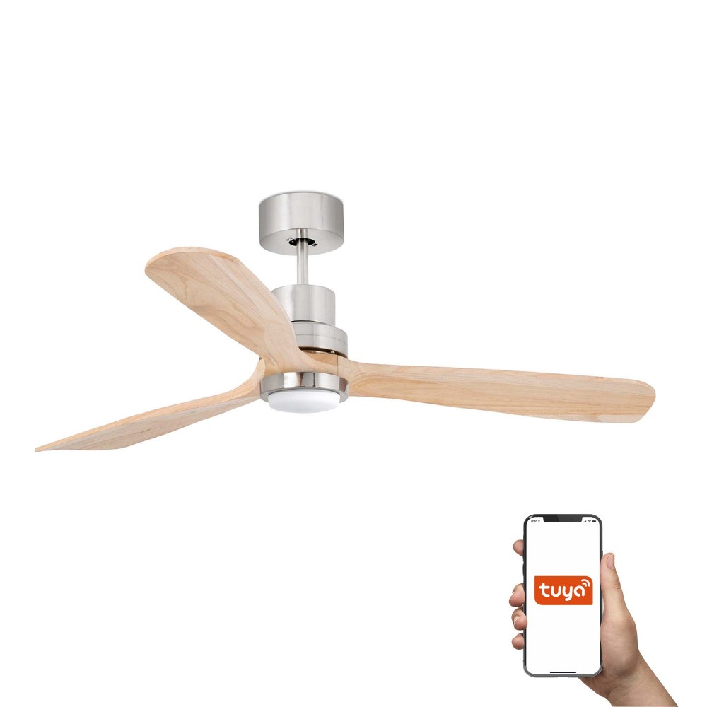 Faro, Faro Ventilador Lantau L Led Ventilador Niquel Mate-Pino Tuya 33560Dcwt