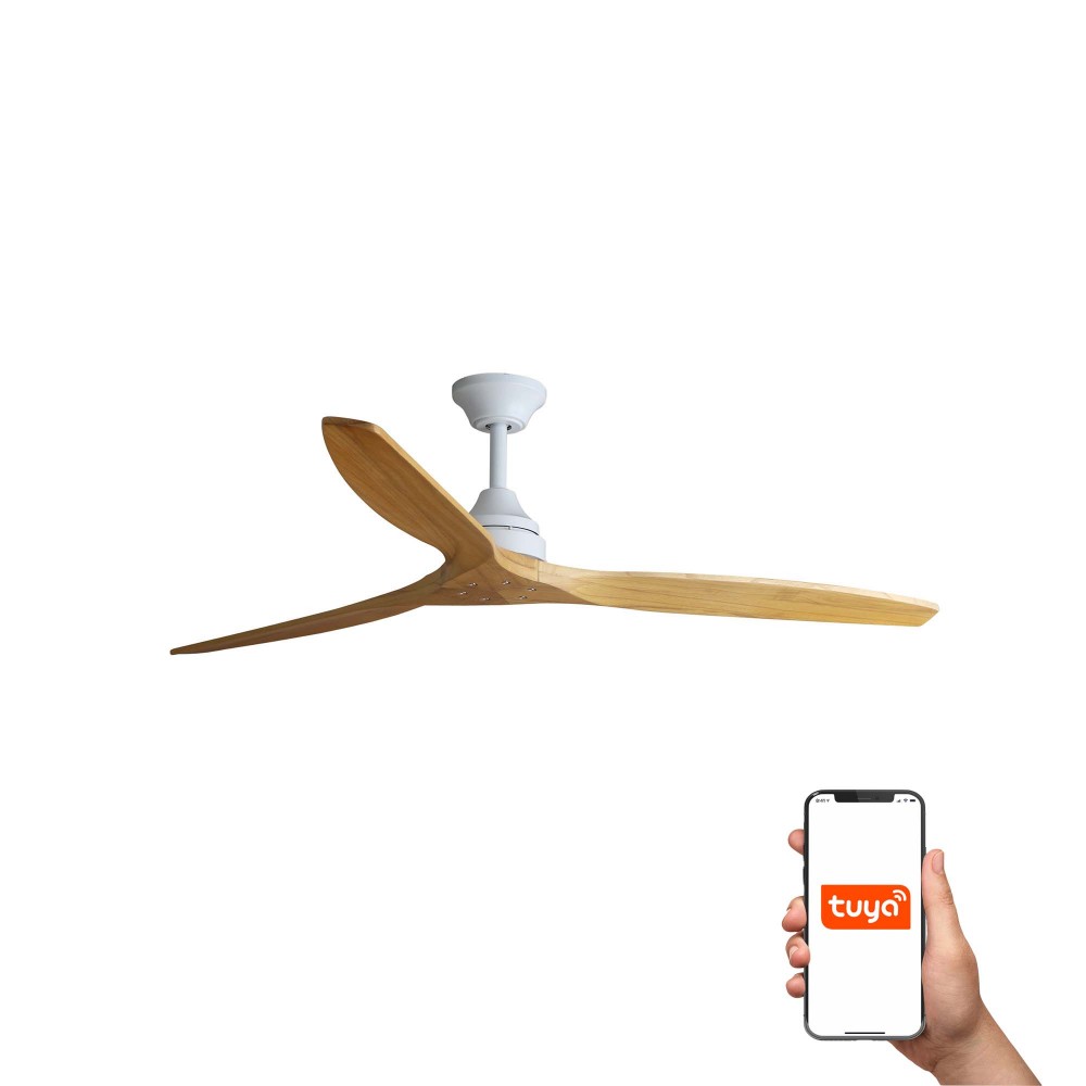 Faro, Faro Ventilador Alo L Ventilador Blanco-Madera Tuya 33728Dcwt