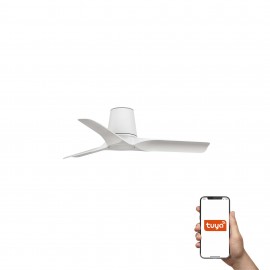 Faro Ventilador Hey Tub S Ventilador Blanco-Madera Clara Dc Tuya 33826Wt