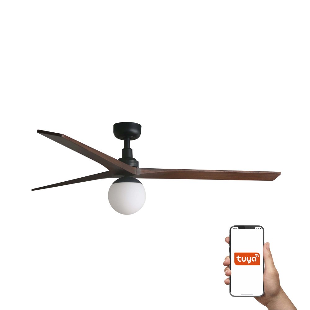 Faro, Faro Ventilador Klim L Ventilador Negro-Nogal E27 Tuya 34276Wt-11L