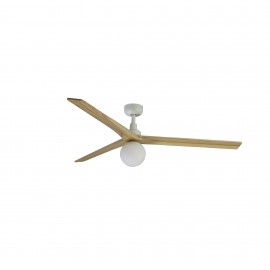 Faro Ventilador Klim L Ventilador Blanco-Madera Roble E27 Wiz 34279Ww-11L