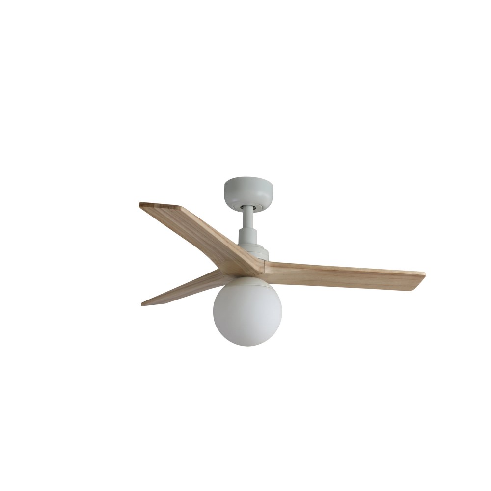 Faro, Faro Ventilador Klim S Ventilador Blanco-Madera Roble E27 Wiz 34281Ww-11L