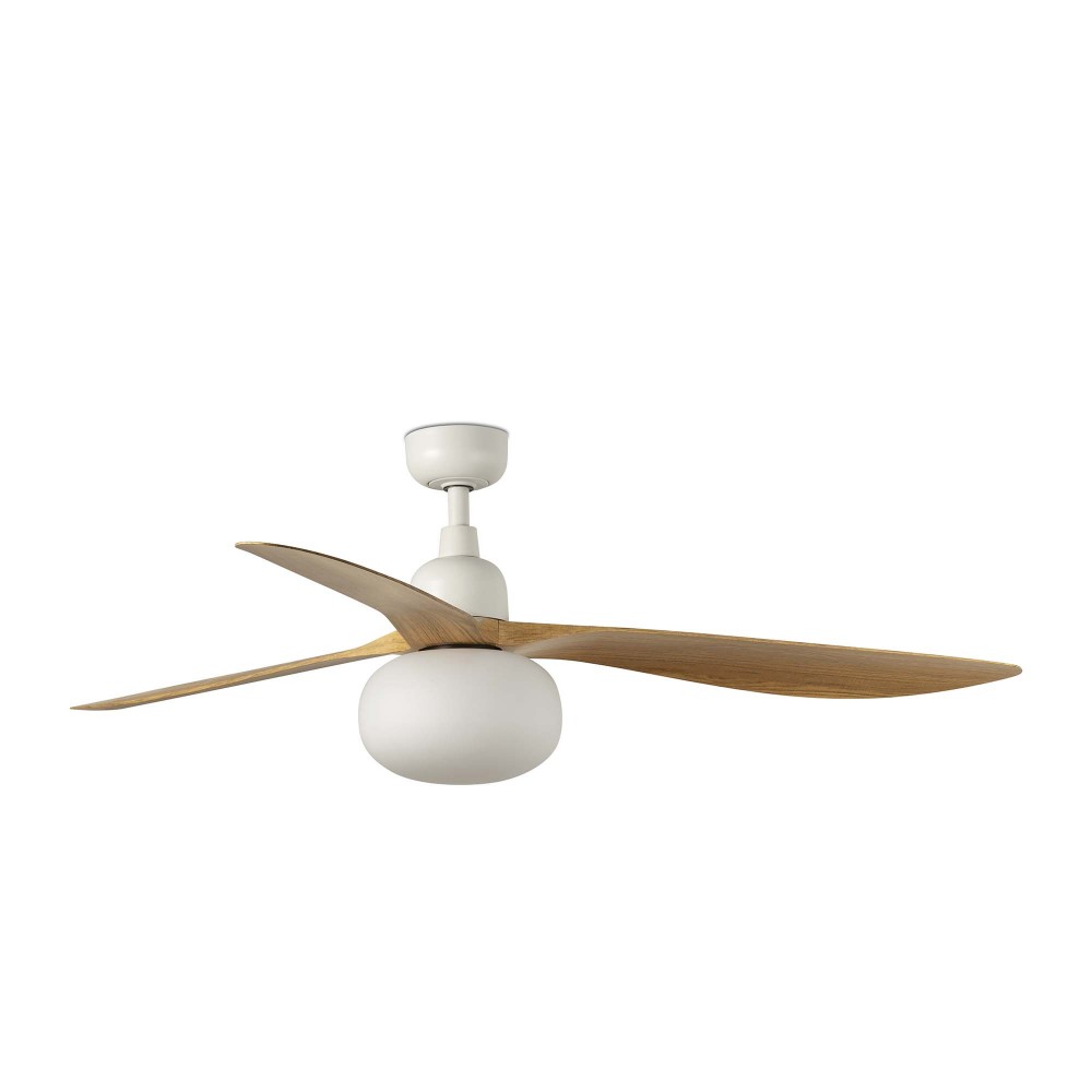 Faro, Faro Ventilador Outwood L Ventilador Blanco-Madera Roble Ip44 1X27 34361-11L