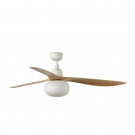 Faro Ventilador Outwood L Ventilador Blanco-Madera Roble Ip44 1X27 34361-11L