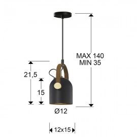 Schuller, Lampara Adame 1 Luz Negro-Oro 346011