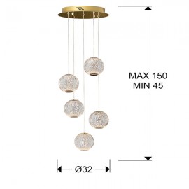 Schuller, Lampara 5L Led Austral Oro Ø32 354196