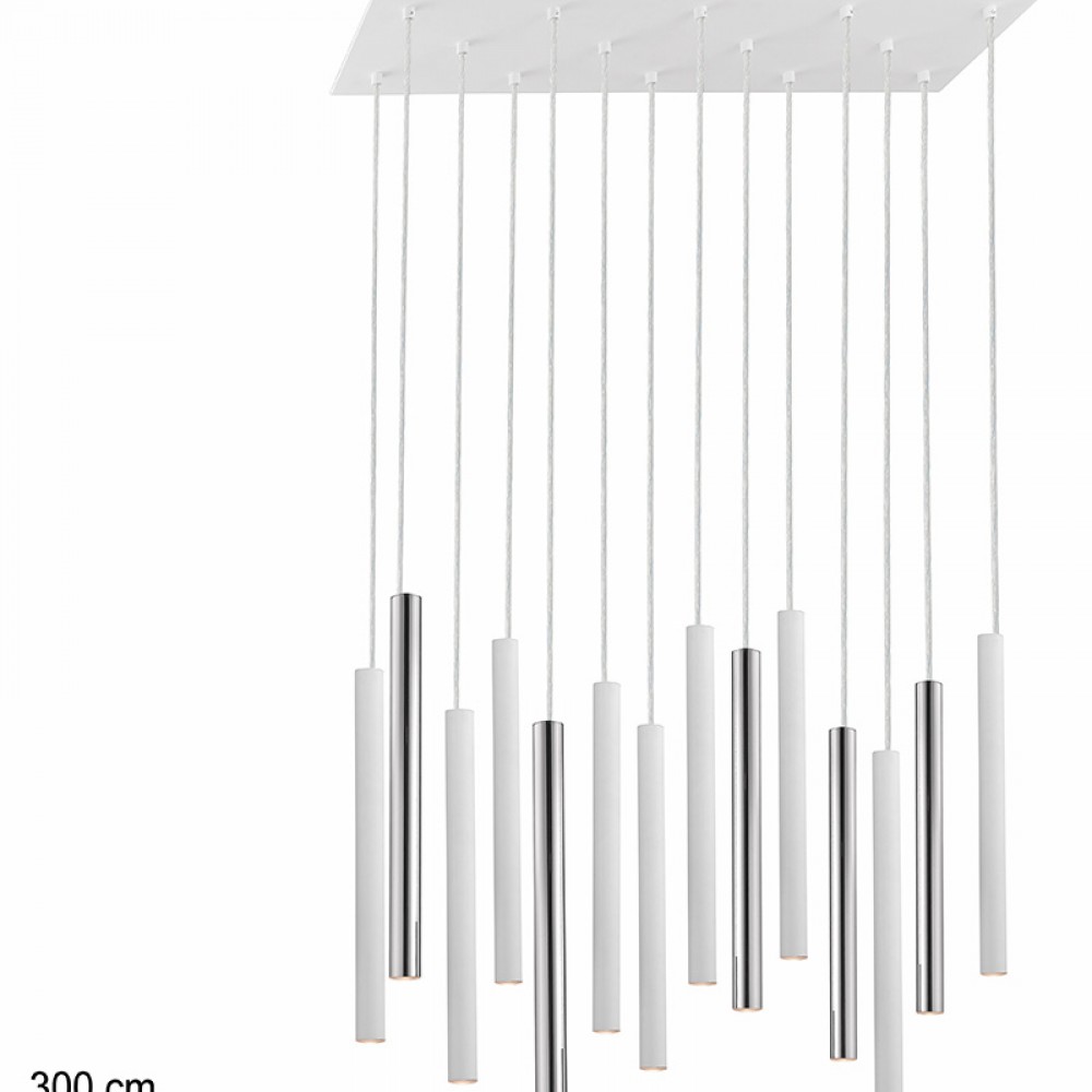 Schuller, Gran Lampara Varas Cromo Blanco 14L Dimable 373416GD