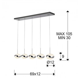 Schuller, Lampara Led Lipse 5 Luces Cromo 377523