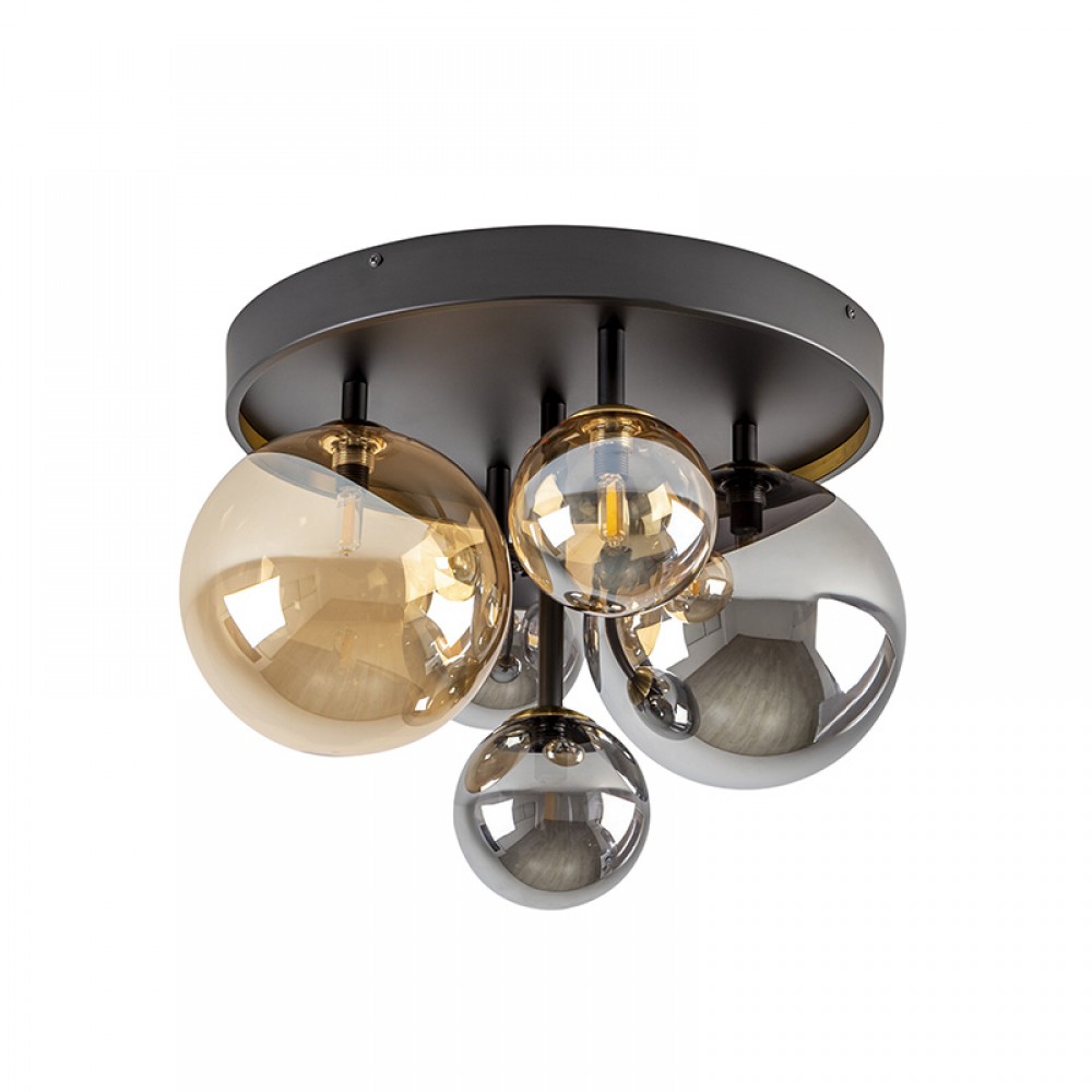 Schuller, Plafon Dark 5 Luces negro-laton 439244