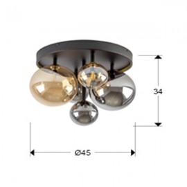 Schuller, Plafon Dark 5 Luces negro-laton 439244