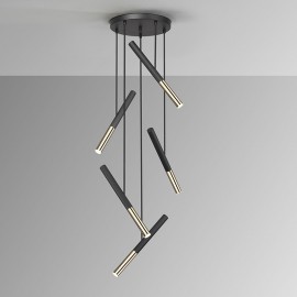 Lampara Edna 5 Luces Negro-Oro 451052