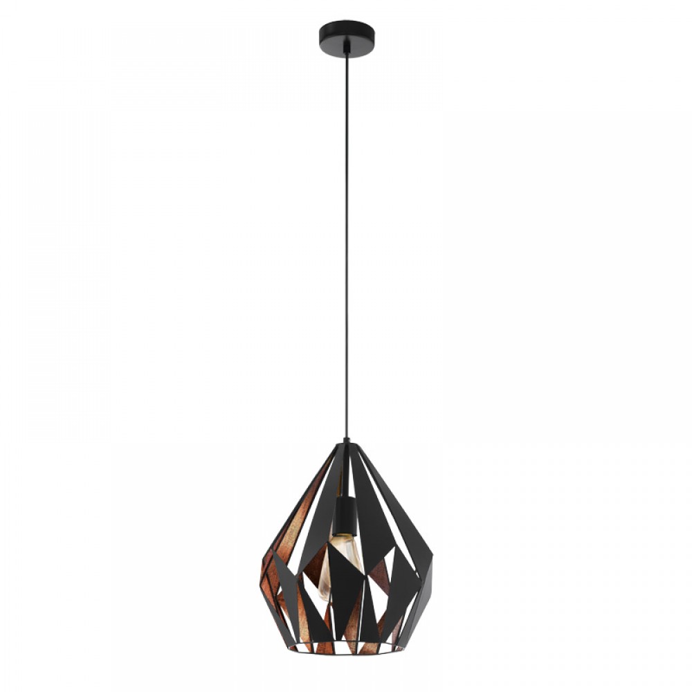 Eglo, Eglo Colgante Vintage Carlton 1 Negro Cobre 49254