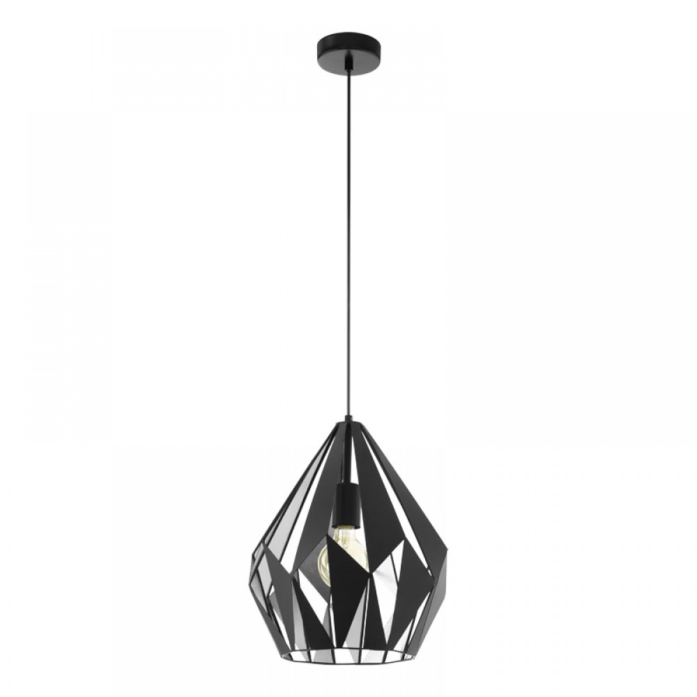 Eglo, Eglo Colgante Vintage Carlton 1 Negro Plata 49255