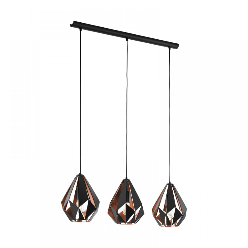 Eglo, Eglo Lampara Vintage Carlton 1 Lineal Negro Cobre 49991