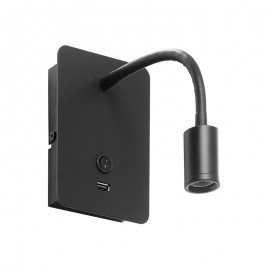 MDC - Aplique Reader Flex-Usb 3W Negro Mate 5-7603-91-02