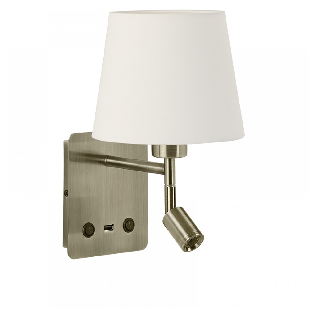 MDC iluminacion, MDC - Aplique Mailand Usb Medalla E27-Led 3W 3000K Pantalla 5-7718-43-06