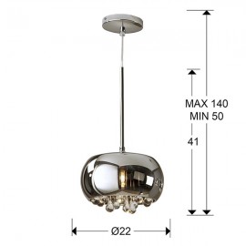 Schuller, Lampara Led Argos Cromo 1L Cristal 509010