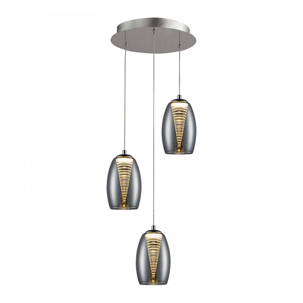 Schuller, Lampara Led Nebula Cromo 3 Doble Tulipa 5W 584326