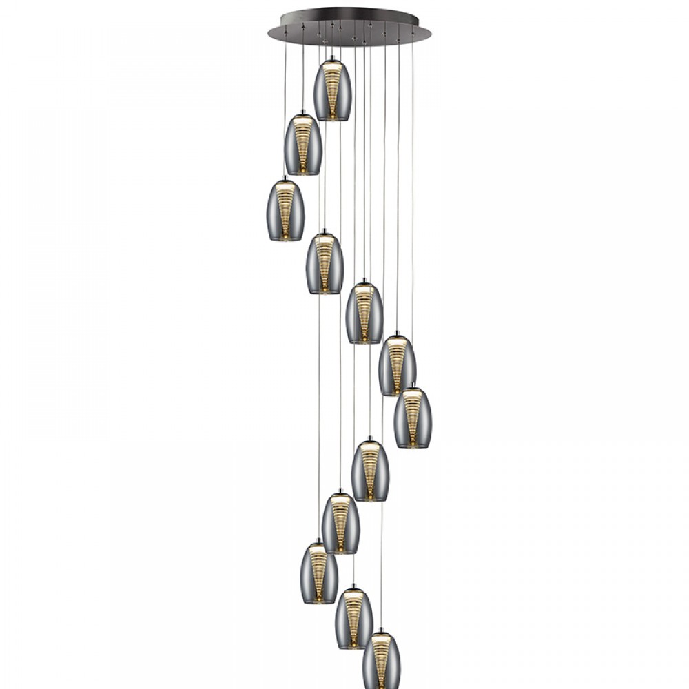 Schuller, Lampara Led Nebula Cromo 12 Doble Tulipa 5W 584541