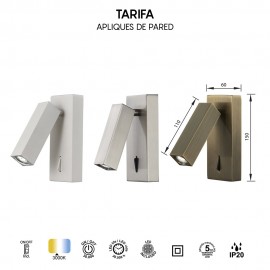 Mantra, Mantra Aplique TARIFA Cuero Lector Led 3W 3000K 6072