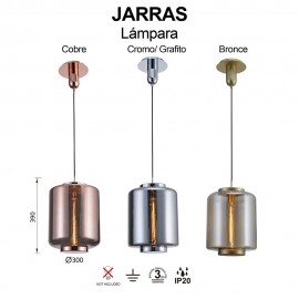 Mantra, Mantra Colgante - Mediano Jarras Cromo-grafito 6194