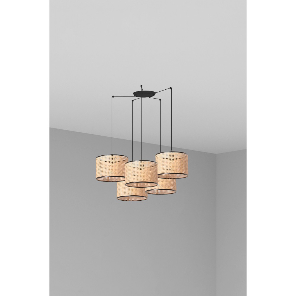Faro, Faro Mambo Colg Negro P. Ratan E27 ø320x213xø320 5L 64314-48-5L
