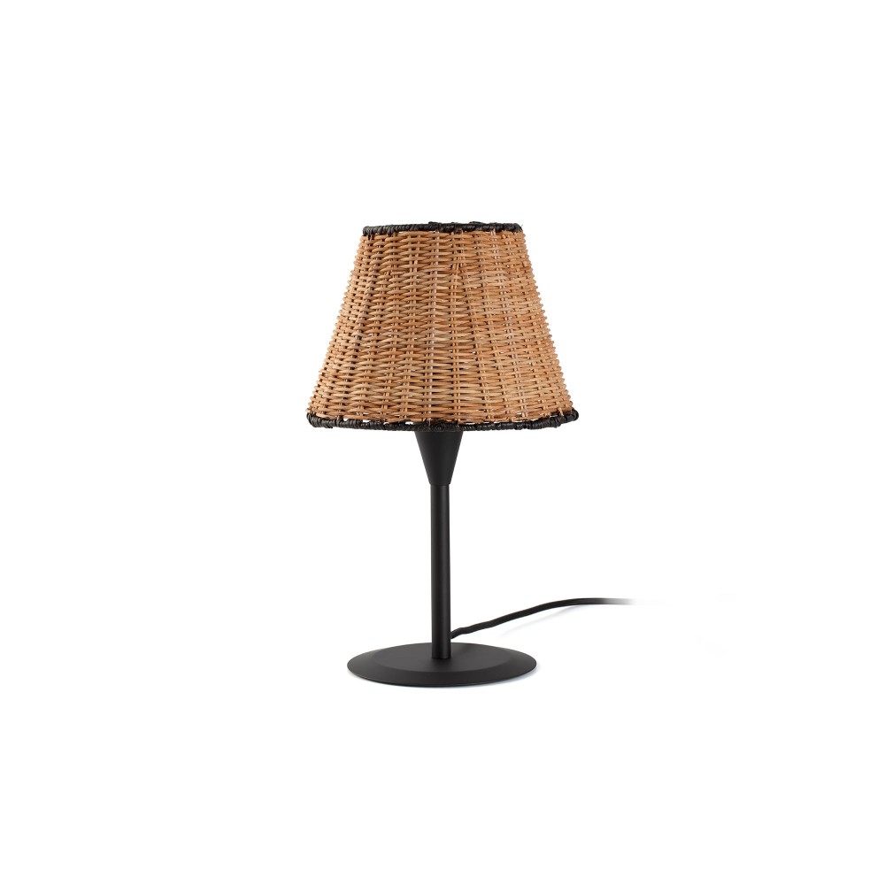 Faro, Faro Sumba Minisobremesa Negro E27 ø210x160xø120 Rattan 64317-71