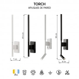 Mantra, Mantra Aplique TORCH Negro Lector Led 3000K 6703
