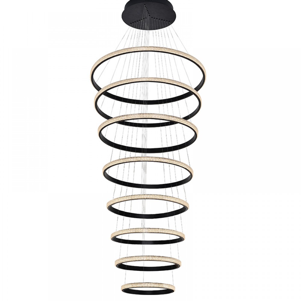 Schuller, Lamp Ring 8 Aros Negro Dim 4000K 717694B