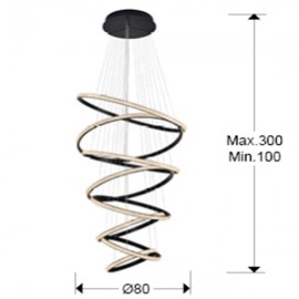 Schuller, Lamp Ring 8 Aros Negro Dim 4000K 717694B