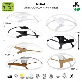 Mantra, Mantra Ventilador LED - Blanco - Madera Nepal Blanco- Madera 7532