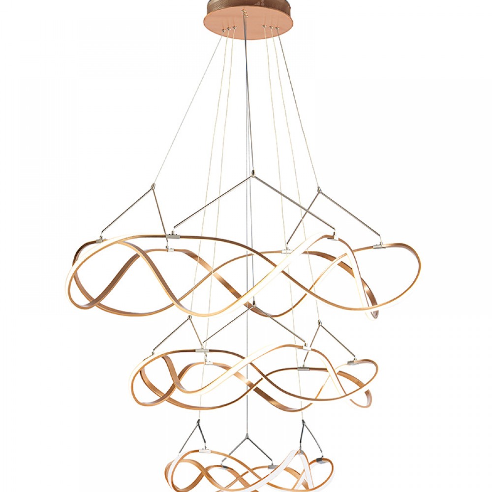 Schuller, Lampara Molly 110Ø 3 Aro Oro Rosa Dimable 763455B